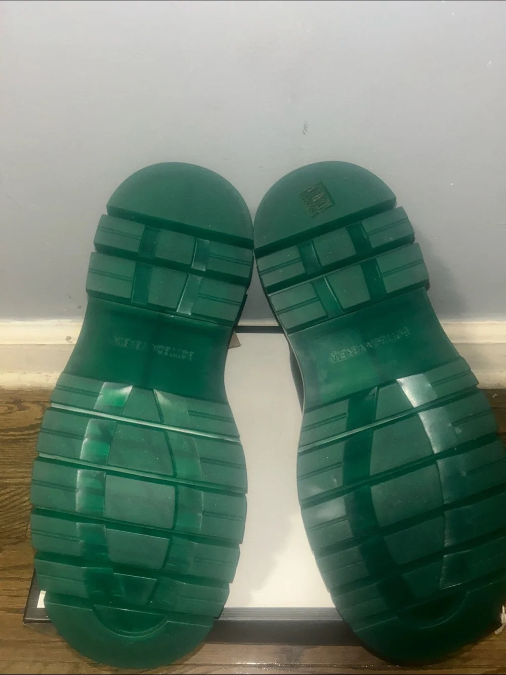 Bottega Veneta Black Leather Chukka Boots with Green Sole